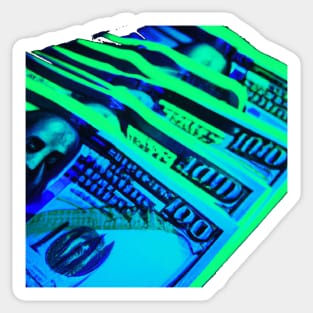 Cash Money Green Blue Hundred Dollar Bills Sticker